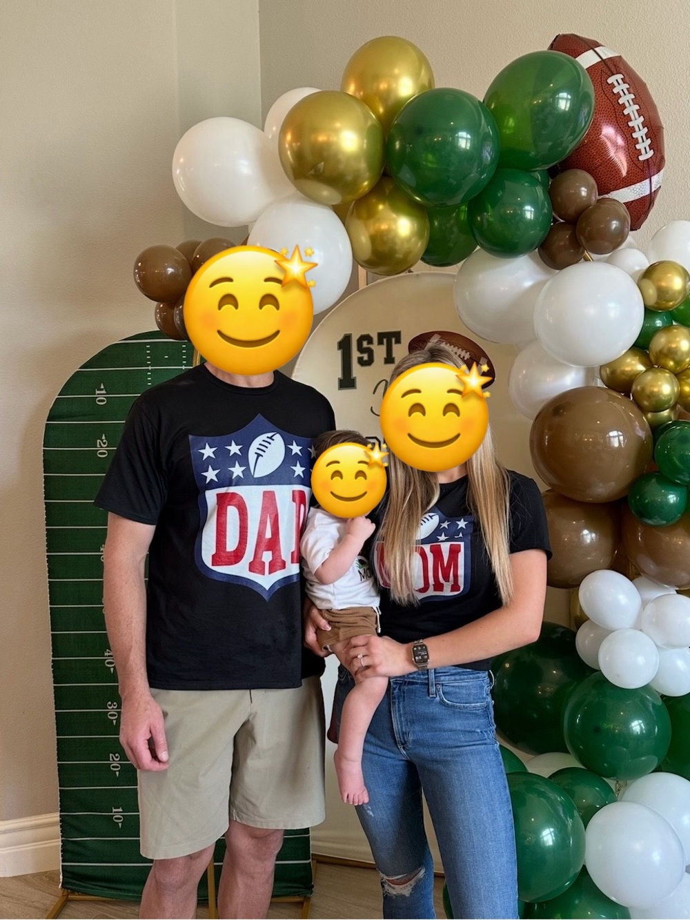 Black 'MOM' and 'DAD' NFL Shield Graphic Tee